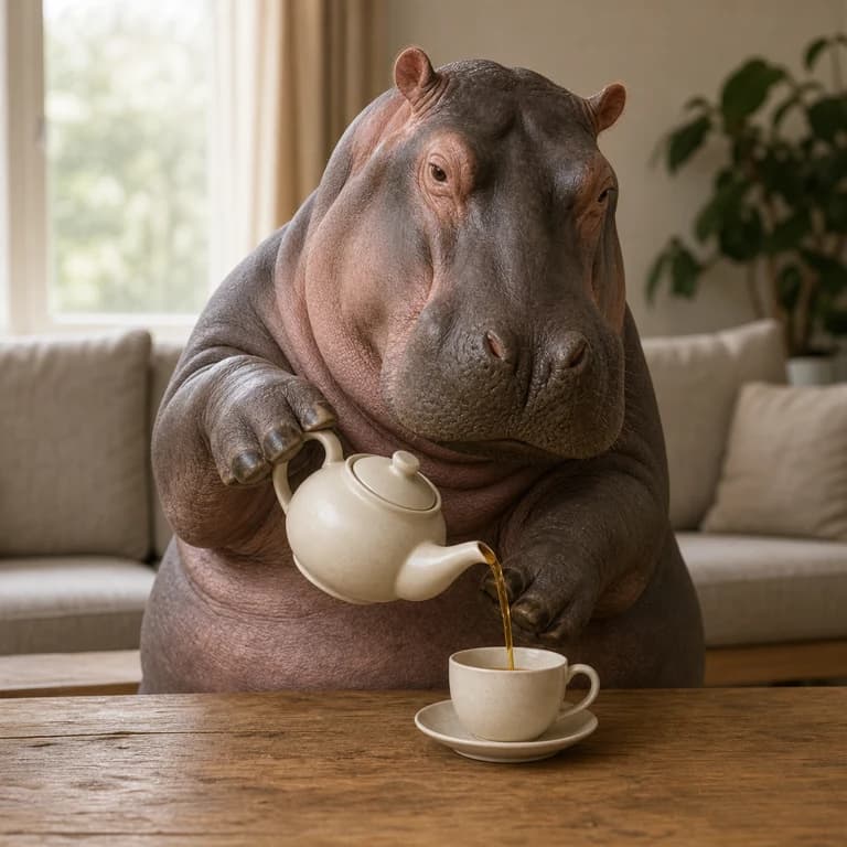 Hippo tea pouring