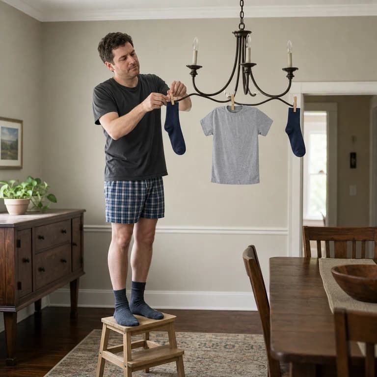 Laundry chandelier
