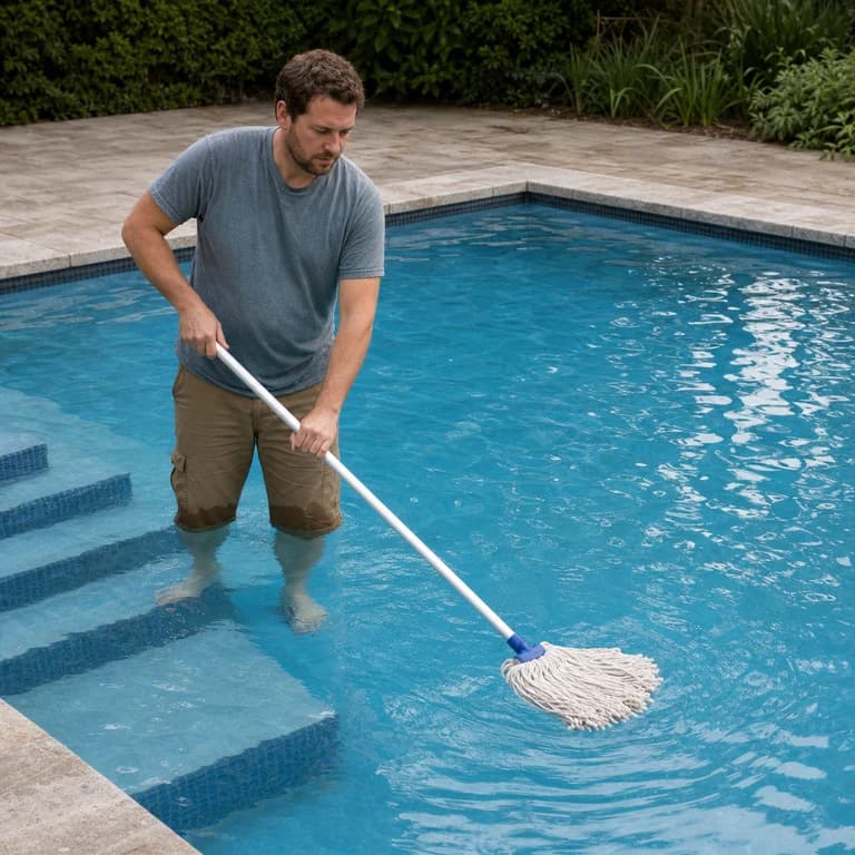 Mopping swimming pool