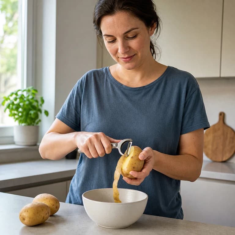 Peeling potatoes