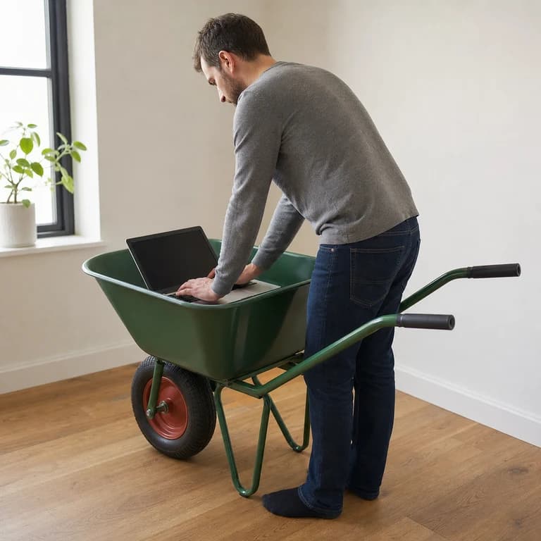 Wheelbarrow office desk